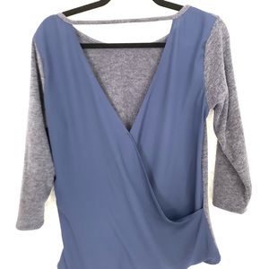 Loveappella Sheer Back Long Sleeve Shirt Blue 72
